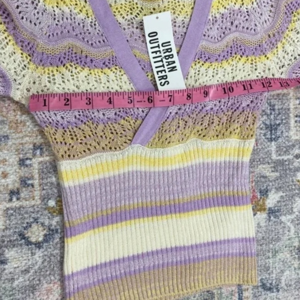 Kimchi Blue NWT XS Urban Outfitters Crochet Knit Babydoll Sweater Pastel - Picture 2 of 5